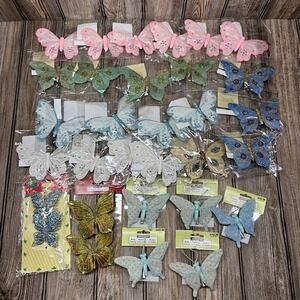 Lot of 31 - Butterfly Clips Craft Embellishments Scrapbook Wreaths